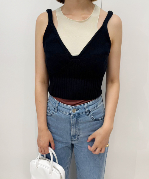 RITA ROW(リタロウ)の「【RITA ROW/リタロウ】ブラックニットキャミ(キャミソール・レディース・ブラック・X-SMALL)」の18枚目の写真