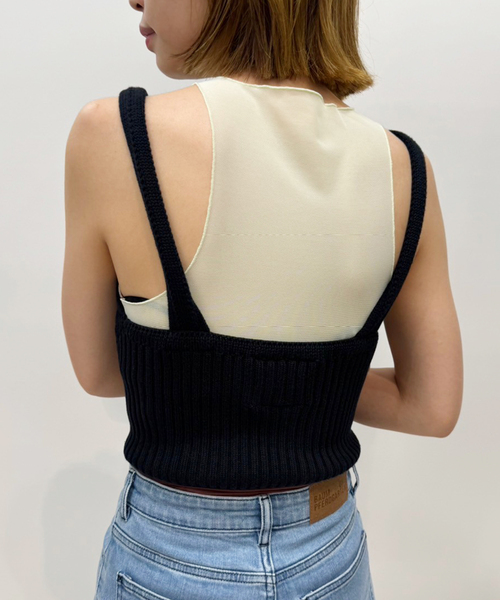 RITA ROW(リタロウ)の「【RITA ROW/リタロウ】ブラックニットキャミ(キャミソール・レディース・ブラック・X-SMALL)」の3枚目の写真