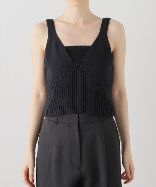RITA ROW(リタロウ)の「【RITA ROW/リタロウ】ブラックニットキャミ(キャミソール・レディース・ブラック・X-SMALL)」の7枚目の写真
