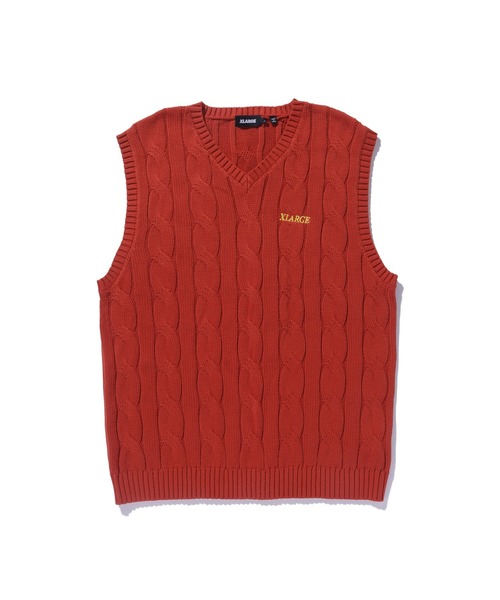 XLARGE（エクストララージ）の「CABLE KNIT VEST（ニット/セーター・メンズ・グリーン/ブラック/オレンジ・XL/L/M）」の3枚目の写真