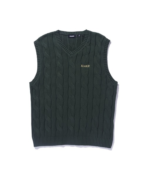 XLARGE（エクストララージ）の「CABLE KNIT VEST（ニット/セーター・メンズ・グリーン/ブラック/オレンジ・XL/L/M）」の2枚目の写真