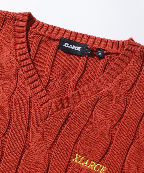 XLARGE（エクストララージ）の「CABLE KNIT VEST（ニット/セーター・メンズ・グリーン/ブラック/オレンジ・XL/L/M）」の5枚目の写真