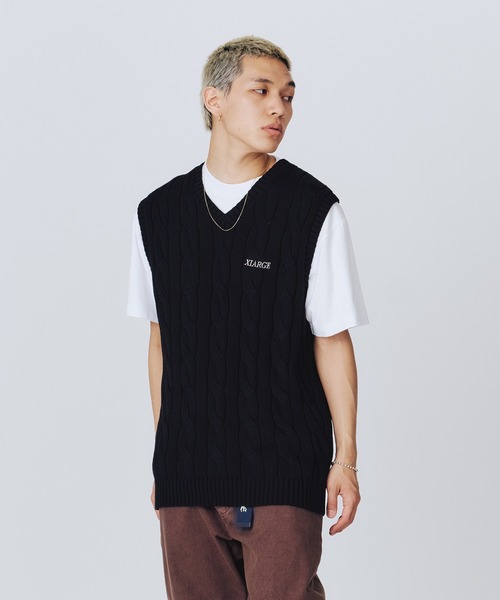 XLARGE（エクストララージ）の「CABLE KNIT VEST（ニット/セーター・メンズ・グリーン/ブラック/オレンジ・XL/L/M）」の7枚目の写真
