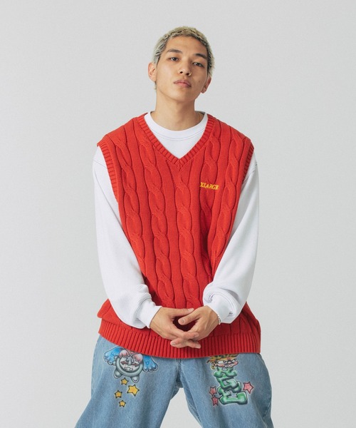 XLARGE（エクストララージ）の「CABLE KNIT VEST（ニット/セーター・メンズ・グリーン/ブラック/オレンジ・XL/L/M）」の11枚目の写真