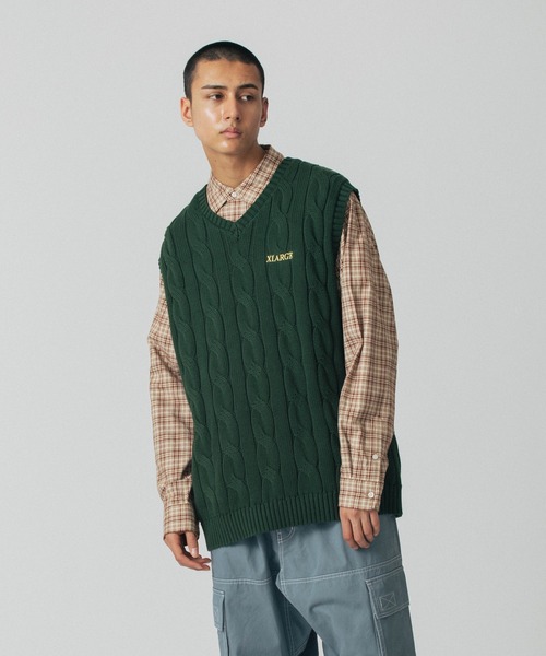 XLARGE（エクストララージ）の「CABLE KNIT VEST（ニット/セーター・メンズ・グリーン/ブラック/オレンジ・XL/L/M）」の13枚目の写真