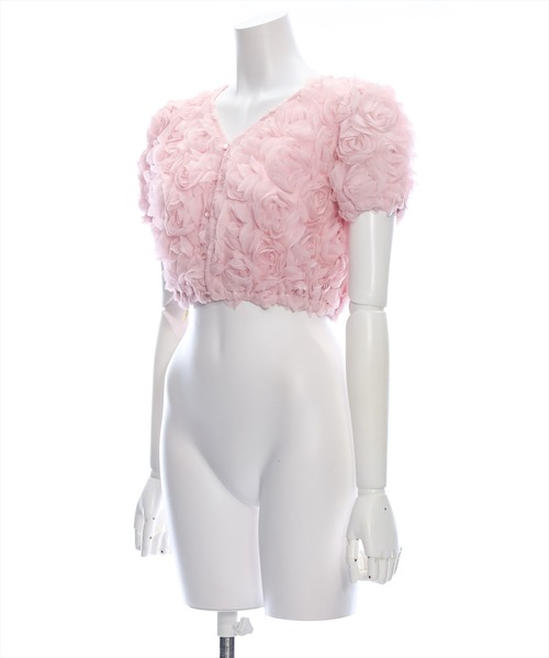 clear（クリア）の「バラモチーフ半袖カーディガン［大人 フェミニン］≪再入荷≫（カーディガン/ボレロ・レディース・ミント/ピンク/アイボリー・F）」の10枚目の写真