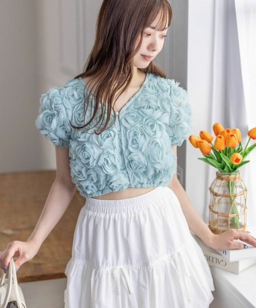 clear（クリア）の「バラモチーフ半袖カーディガン［大人 フェミニン］≪再入荷≫（カーディガン/ボレロ・レディース・ミント/ピンク/アイボリー・F）」の22枚目の写真