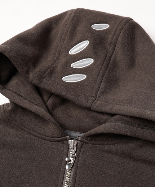 JIEDA（ジエダ）の「CIRCLE REFLECTOR ZIP HOODIE（パーカー・メンズ・ヘザーグレー/ブラック/パープル・1/2）」の5枚目の写真