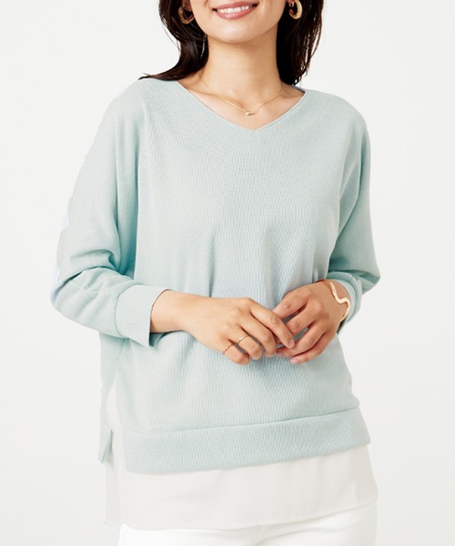 BELLUNA PLUS(ベルーナ)の「ラメ調レイヤード風プルオーバー(Tシャツ/カットソー・レディース・杢グレー/アイボリー/サックスブルー/イエロー/ブラック・X-LARGE/LARGE/MEDIUM)」の6枚目の写真