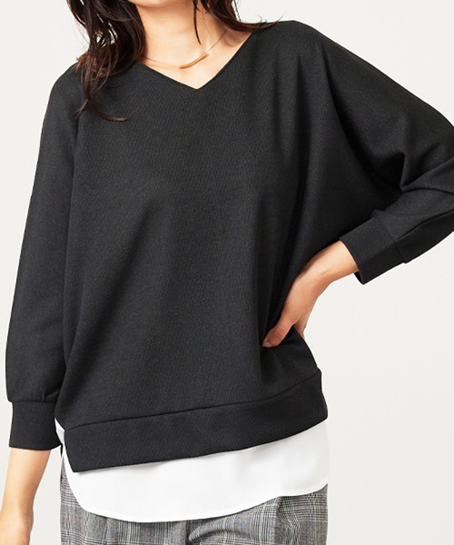 BELLUNA PLUS(ベルーナ)の「ラメ調レイヤード風プルオーバー(Tシャツ/カットソー・レディース・杢グレー/アイボリー/サックスブルー/イエロー/ブラック・X-LARGE/LARGE/MEDIUM)」の10枚目の写真