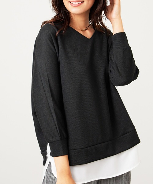 BELLUNA PLUS(ベルーナ)の「ラメ調レイヤード風プルオーバー(Tシャツ/カットソー・レディース・杢グレー/アイボリー/サックスブルー/イエロー/ブラック・X-LARGE/LARGE/MEDIUM)」の11枚目の写真