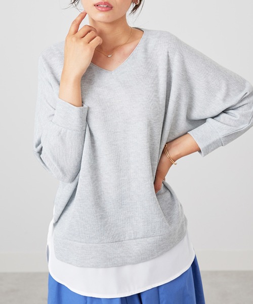 BELLUNA PLUS(ベルーナ)の「ラメ調レイヤード風プルオーバー(Tシャツ/カットソー・レディース・杢グレー/アイボリー/サックスブルー/イエロー/ブラック・X-LARGE/LARGE/MEDIUM)」の12枚目の写真