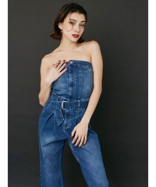 EVRIS(エヴリス)の「デニムオールインワン(つなぎ/オールインワン・レディース・インディゴブルー/ライトブルー・MEDIUM/SMALL)」の6枚目の写真
