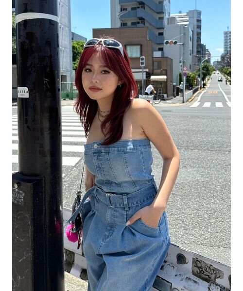 EVRIS(エヴリス)の「デニムオールインワン(つなぎ/オールインワン・レディース・インディゴブルー/ライトブルー・MEDIUM/SMALL)」の10枚目の写真