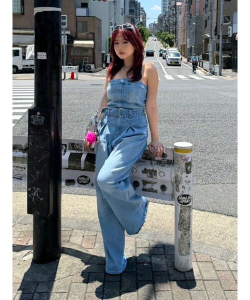 EVRIS(エヴリス)の「デニムオールインワン(つなぎ/オールインワン・レディース・インディゴブルー/ライトブルー・MEDIUM/SMALL)」の11枚目の写真