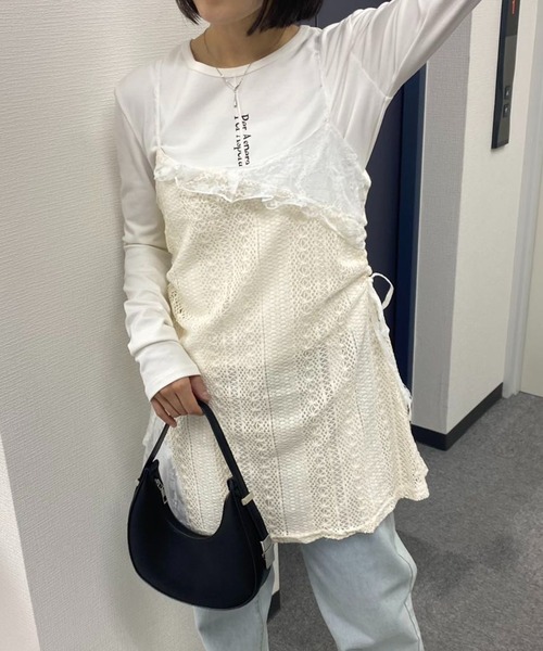 mebole（メボレ）の「ウエストマークレイヤードキャミワンピース（ワンピース・レディース・アイボリー・FREE）」の4枚目の写真