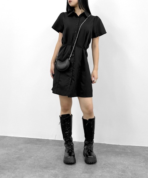 LVEU.（ラブユ.）の「【LVEU.】ミニシャツワンピース / ワンピース ワンピ シャツ ミニ ミニワンピ 半袖 ブラック ネイビー ZOZOTOWN限定（シャツワンピース・レディース・ネイビー/ブラック・FREE）」の21枚目の写真