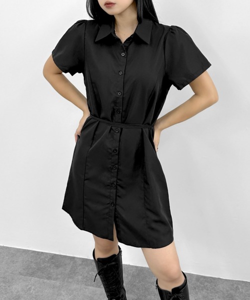 LVEU.（ラブユ.）の「【LVEU.】ミニシャツワンピース / ワンピース ワンピ シャツ ミニ ミニワンピ 半袖 ブラック ネイビー ZOZOTOWN限定（シャツワンピース・レディース・ネイビー/ブラック・FREE）」の20枚目の写真