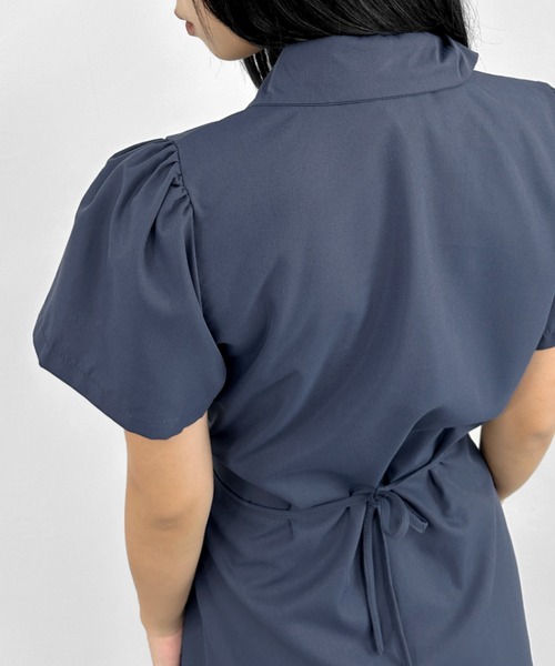 LVEU.（ラブユ.）の「【LVEU.】ミニシャツワンピース / ワンピース ワンピ シャツ ミニ ミニワンピ 半袖 ブラック ネイビー ZOZOTOWN限定（シャツワンピース・レディース・ネイビー/ブラック・FREE）」の11枚目の写真