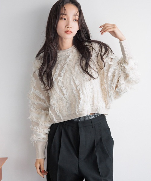 LOWRYS FARM（ローリーズファーム）の「フリンジドルマンニットロングスリーブ　149248（ニット/セーター・レディース・イエロー/ブラウン/ブラック/アイボリー・FREE）」の15枚目の写真
