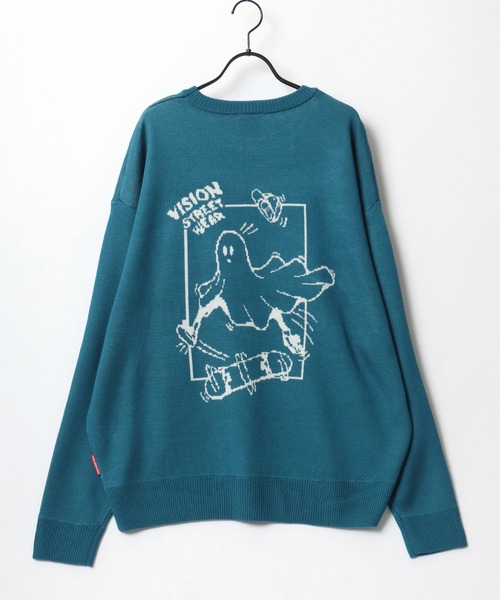 【VISION STREET WEAR/ヴィジョンストリートウェア】GHOST SKATER PARKA/オーバーサイズ 裏起毛 バックプリント ロゴ ワンポイント スウェット パーカー フーディー/レディース メンズ zo