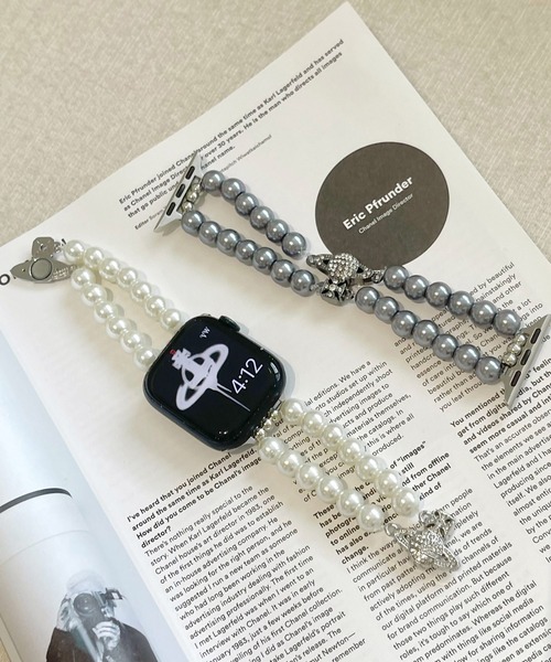 LUON(ルオン)の「LUON / Apple Watch Band / マグネット パール アップルウォッチ バンド(デジタル腕時計・レディース・ブラック/ホワイト・A/B)」の6枚目の写真