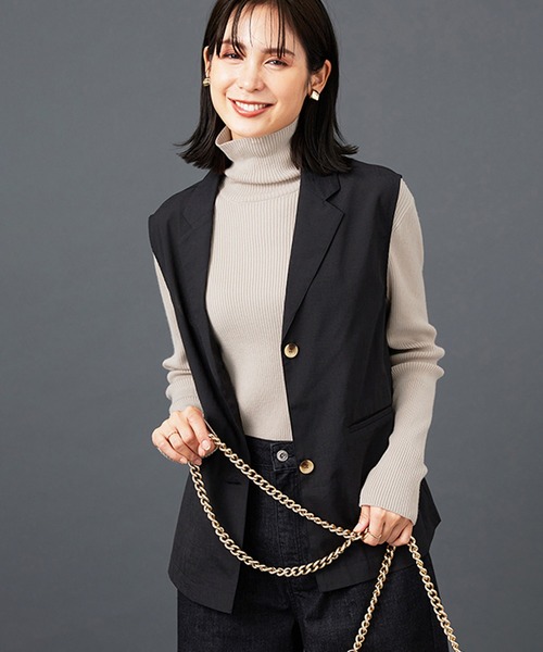BELLUNA PLUS(ベルーナ)の「リブニットタートルネックプルオーバー(ニット/セーター・レディース・アイボリー/ブラック/ロイヤルブルー/オレンジ・MEDIUM/LARGE/X-LARGE)」の16枚目の写真