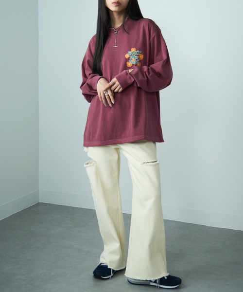 KELTY(ケルティ)の「【KELTY】Vintage Flower Design L/S T-shirt KE24213104(Tシャツ/カットソー・レディース・アイボリー/ブラック/レッド系2・L/M)」の5枚目の写真