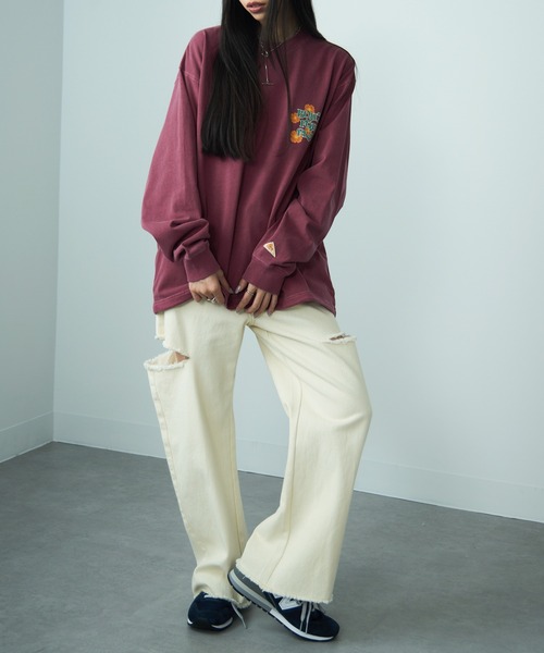 KELTY(ケルティ)の「【KELTY】Vintage Flower Design L/S T-shirt KE24213104(Tシャツ/カットソー・レディース・アイボリー/ブラック/レッド系2・L/M)」の6枚目の写真