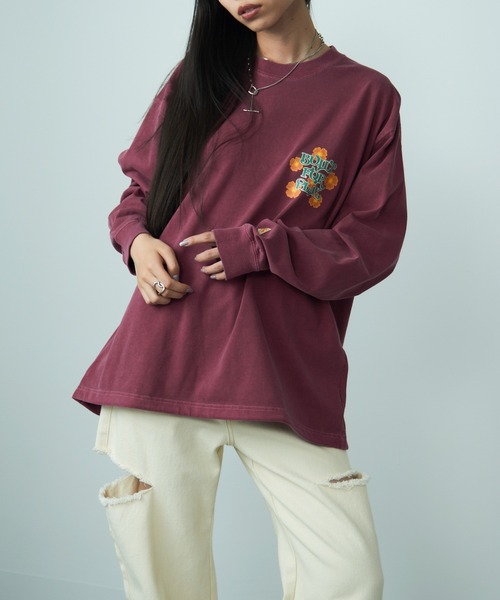 KELTY(ケルティ)の「【KELTY】Vintage Flower Design L/S T-shirt KE24213104(Tシャツ/カットソー・レディース・アイボリー/ブラック/レッド系2・L/M)」の9枚目の写真
