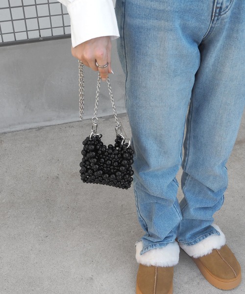 minia（ミニア）の「2WAYビーズミニバッグ ＜ ハンド・ショルダー ＞（ショルダーバッグ・レディース・ホワイト/ブラック/シルバー・FREE）」の16枚目の写真