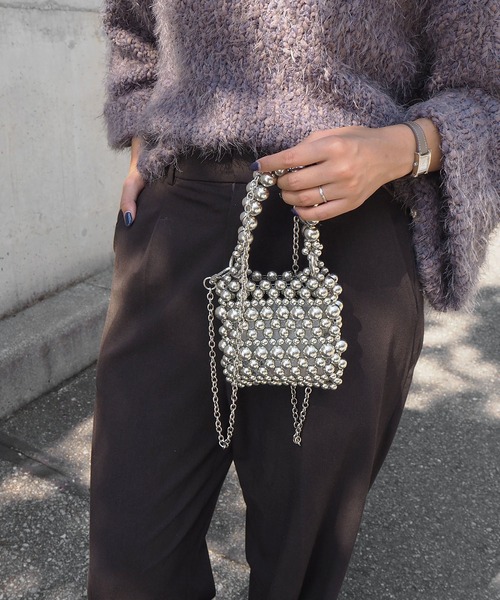 minia（ミニア）の「2WAYビーズミニバッグ ＜ ハンド・ショルダー ＞（ショルダーバッグ・レディース・ホワイト/ブラック/シルバー・FREE）」の9枚目の写真