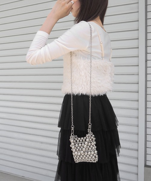 minia（ミニア）の「2WAYビーズミニバッグ ＜ ハンド・ショルダー ＞（ショルダーバッグ・レディース・ホワイト/ブラック/シルバー・FREE）」の18枚目の写真