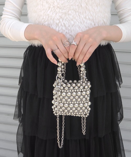 minia（ミニア）の「2WAYビーズミニバッグ ＜ ハンド・ショルダー ＞（ショルダーバッグ・レディース・ホワイト/ブラック/シルバー・FREE）」の20枚目の写真