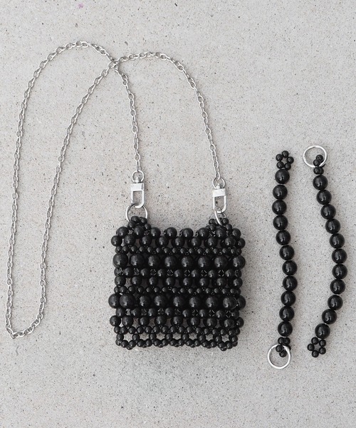 minia（ミニア）の「2WAYビーズミニバッグ ＜ ハンド・ショルダー ＞（ショルダーバッグ・レディース・ホワイト/ブラック/シルバー・FREE）」の8枚目の写真