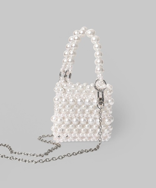 minia（ミニア）の「2WAYビーズミニバッグ ＜ ハンド・ショルダー ＞（ショルダーバッグ・レディース・ホワイト/ブラック/シルバー・FREE）」の5枚目の写真