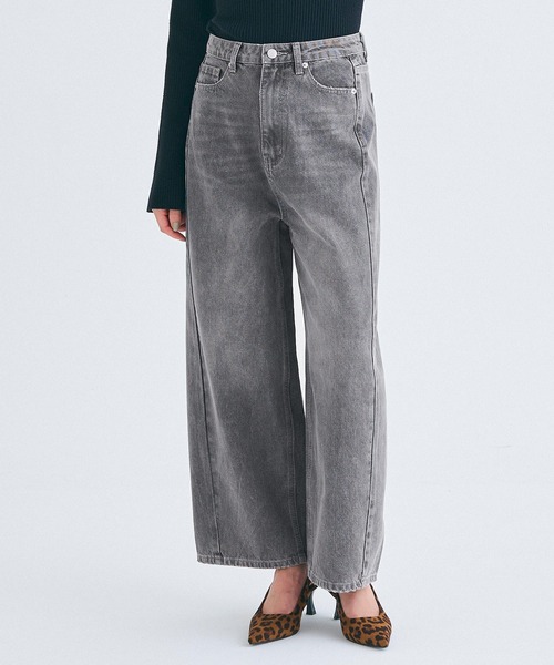 coca（coca）（コカ）の「ヴィンテージライクセミワイドデニム（デニムパンツ・レディース・ライトブルー/グレー・S/M/L）」の2枚目の写真