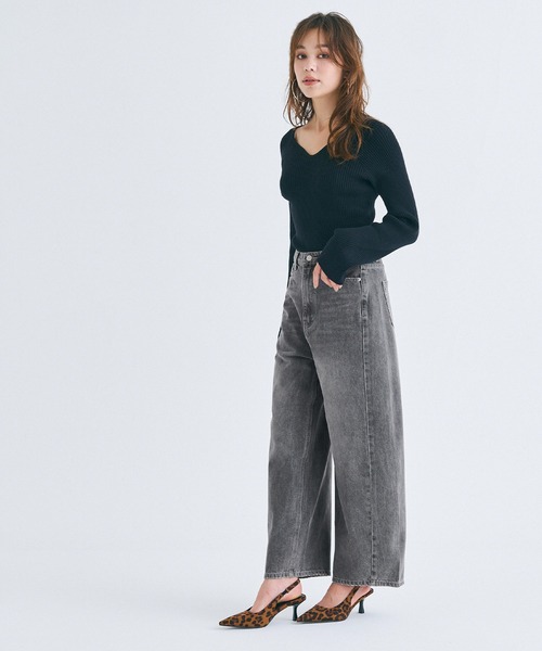 coca（coca）（コカ）の「ヴィンテージライクセミワイドデニム（デニムパンツ・レディース・ライトブルー/グレー・S/M/L）」の4枚目の写真