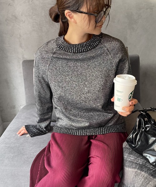 【セール】ラメ入りニットプルオーバー《洗濯機で洗える》（ニット/セーター）｜ENIM BY VICKY（エニムバイビッキー）