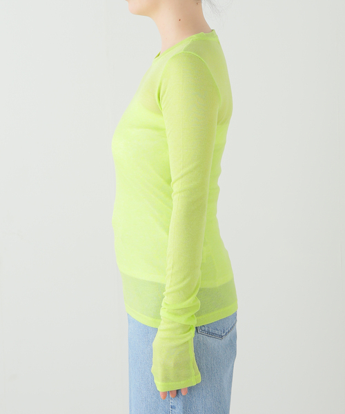 SAYAKADAVIS(サヤカディヴィス)の「SAYAKA DAVIS SHEER LONG TEE TCS60-TWR:カットソー(Tシャツ/カットソー・レディース・グリーン・SMALL)」の12枚目の写真