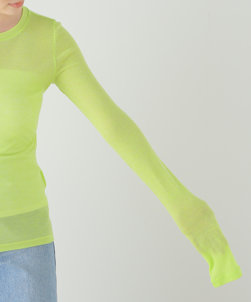 SAYAKADAVIS(サヤカディヴィス)の「SAYAKA DAVIS SHEER LONG TEE TCS60-TWR:カットソー(Tシャツ/カットソー・レディース・グリーン・SMALL)」の2枚目の写真