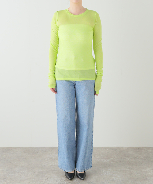 SAYAKADAVIS(サヤカディヴィス)の「SAYAKA DAVIS SHEER LONG TEE TCS60-TWR:カットソー(Tシャツ/カットソー・レディース・グリーン・SMALL)」の8枚目の写真