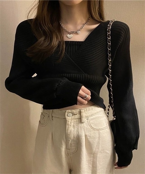 FREE STYLISTS(フリー スタイリスト)の「バックリボン フェイクアンサンブル リブニット(ニット/セーター・レディース・ホワイト/ブラック/ブラウン/レッド/ピンク・FREE)」の18枚目の写真