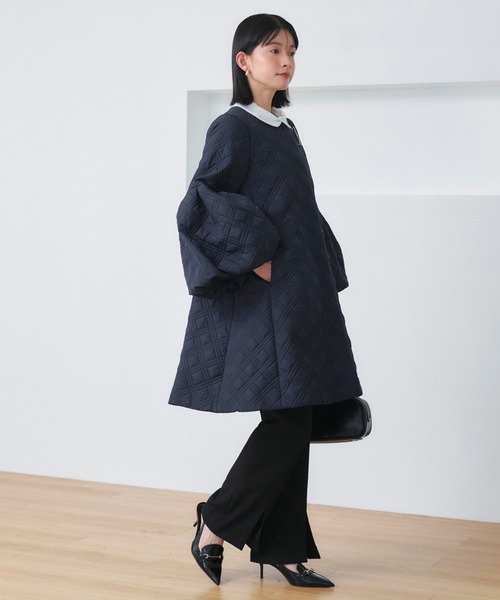 ボリュームスリーブ キルティング フレアコート ｜ Aライン