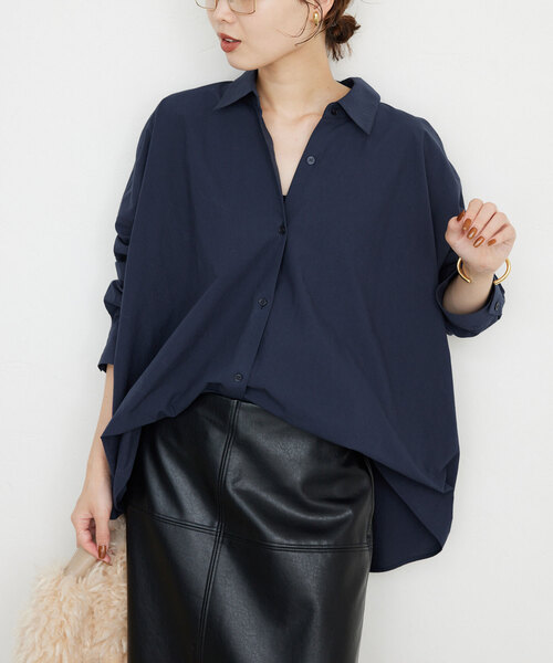 SLOBE IENA(スローブイエナ)の「over size shirt(シャツ/ブラウス・レディース・ホワイト/ベージュ/ネイビー・FREE)」の12枚目の写真