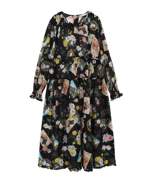 【美品】ピンクハウス　ワンピース　ブーケ柄 セール】 ブーケモチーフプリントワンピース （ロング・マキシ丈