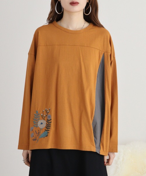 Emago(イマゴ)の「EMAGO レイヤード風刺繍プルオーバー(Tシャツ/カットソー・レディース・ブラック/ブラウン/アイボリー・FREE)」の20枚目の写真