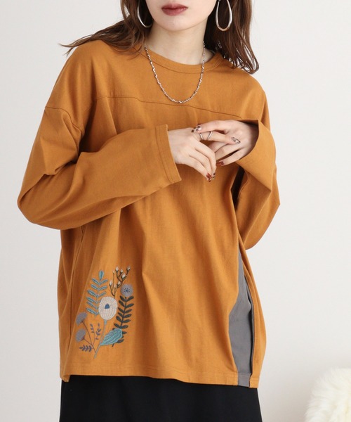 Emago(イマゴ)の「EMAGO レイヤード風刺繍プルオーバー(Tシャツ/カットソー・レディース・ブラック/ブラウン/アイボリー・FREE)」の15枚目の写真