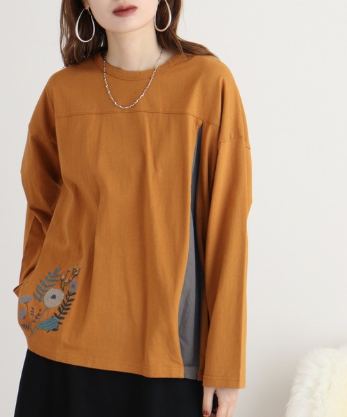 Emago(イマゴ)の「EMAGO レイヤード風刺繍プルオーバー(Tシャツ/カットソー・レディース・ブラック/ブラウン/アイボリー・FREE)」の16枚目の写真