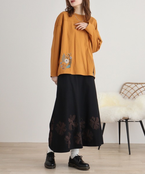 tシャツ EMAGO レイヤード風刺繍プルオーバー レディース Emago tシャツ EMAGO レイヤード風刺繍プルオーバー レディース